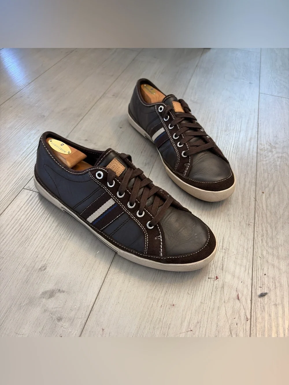 Coach brown leather and suede low top sneakers